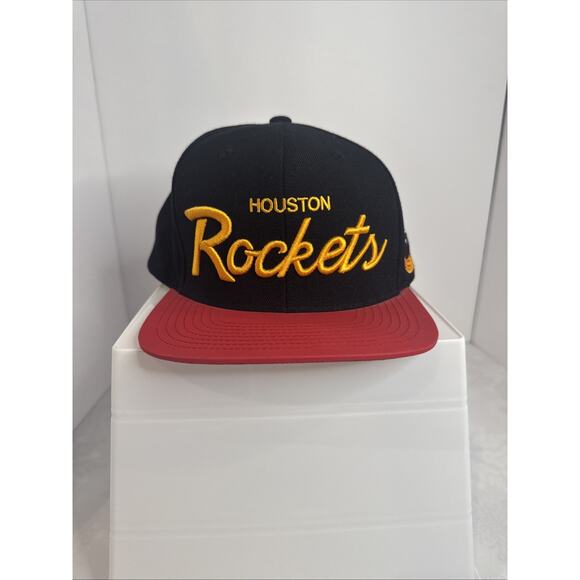 Houston Rockets Mitchell &‎ Ness Black Hardwood Classics 3D Script SnapBack Hat - Picture 1 of 9